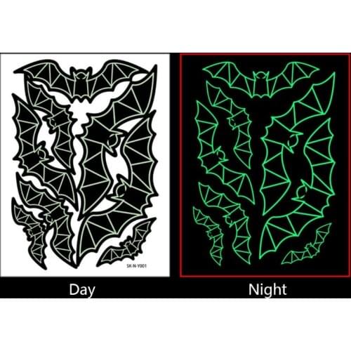 8/12pcs 3D Bats Sticker Halloween Glow in The Dark Wall Decals Luminous Window Glasses Glowing Stickers for Halloween