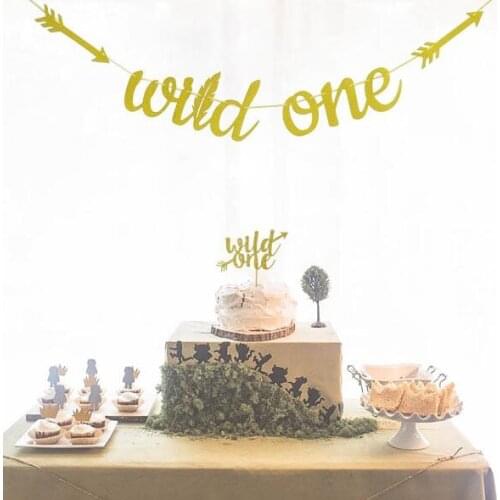 Wild one Happy Birthday Banner Confetti Balloons Letter Banner Birthday Party Decorations Girl Boy Kids Party Favors