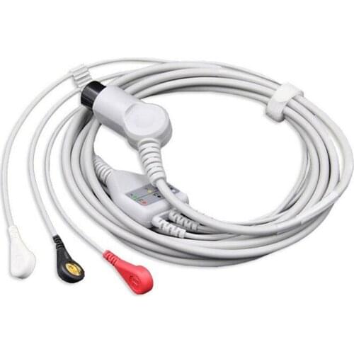 Free Shipping One Piece ECG Leadwire 3 leads for Mindray, Goldway,Edan,monitor use,Patient Monitor ECG Cable,Snap end TPU,AHA