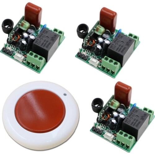 New 220V Wireless Remote Control Switch 3 Receiver 1 Transmitter Learning Code Momentary Latched Adjusted Mini Transmitter