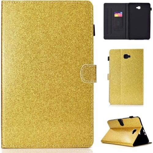 Glitter Bling PU Leather Skin for Samsung Galaxy Tab A T580 T585 Case 10.1 Inch Stand Cover Dormancy Tablet Shell Coque+pen