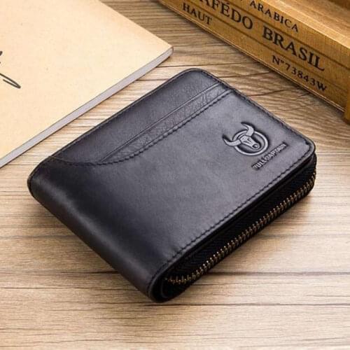 BULLCAPTAIN RFID mens wallet leather coin purse designer brand wallet clutch leather wallet mens short wallet card holder new