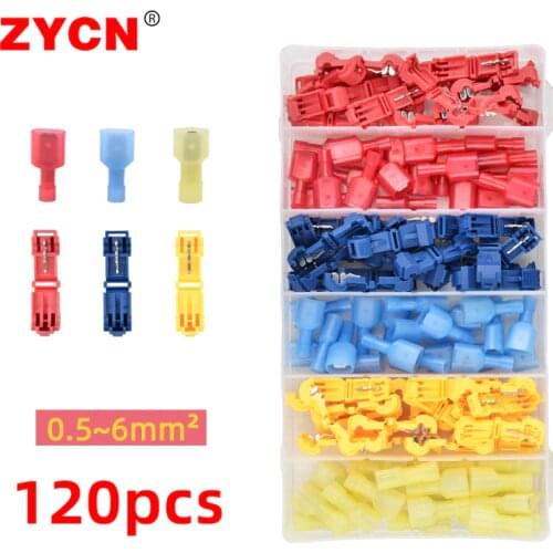 120pcs Quick Electrical Cable Connectors Snap Splice Scotch Lock Wire Terminals Crimp Self-Stripping Clip Insulated Male Spade