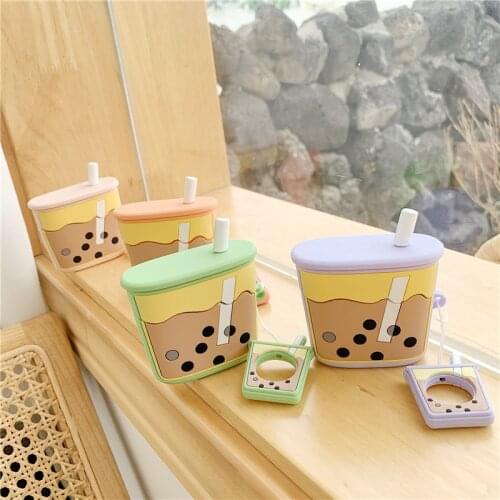 Bluetooth Earphone Case for Airpods Pro Cute 3D Pearl Milk Tea Cup Silicone Accessories Protective Cover for AirPods 3 Cartoon