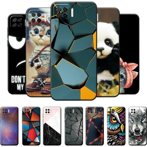 For Oppo F17 Pro Case Cover For Oppo Reno 4F Reno 4 Lite Marble Phone Cover on OppoA93 Protective Case Bumper 6.5 Black Silicone