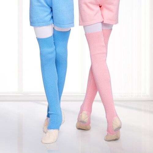 Girls Kids Long Stocking Dance Knitted Leg Warmers Professional Warm Ballet Socks