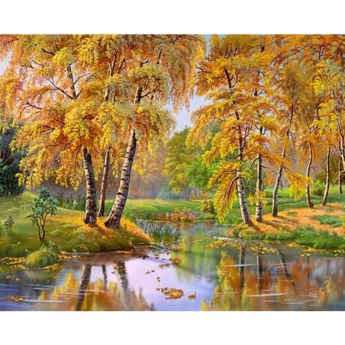 GATYZTORY acrylic painting by numbers kits for adults Autumn forest pictures by numbers with frame Home Decor Gift Canvas Drawin