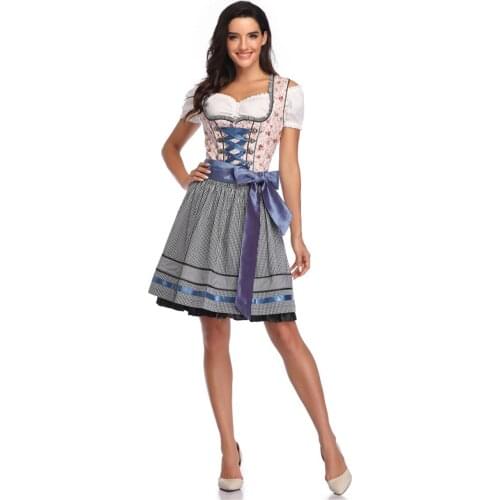 Cosplay Costumes Womens Beer Costume Oktoberfest Halloween Party Maid Plaid Fancy Dress
