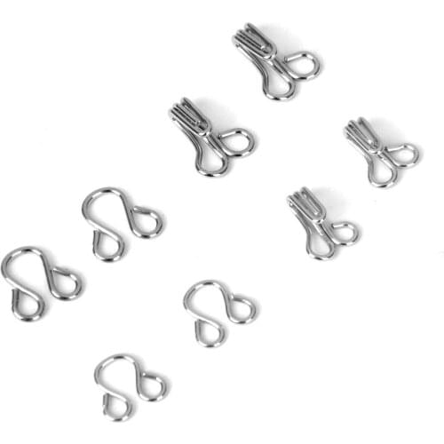 Bra Hooks And Eyes Clothes Sewing 8mm 10mm VE 36 Sets Silver