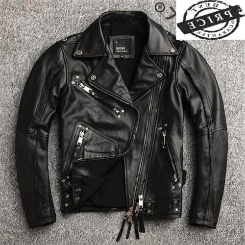Natural Real Cow Leather Jacket Men Clothing 2021 Streetwear Motorcycle 100% Genuine Leather Jacket Man Hommes Veste LW