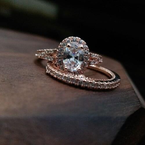 Fashion vintage Crystal Rings for women Rhinestone Bridal set rings Girl wedding engagement finger Ring jewelry female