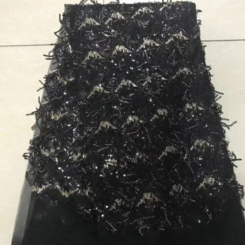 Nigerian Sequined Lace Fabric High Quality African Lace Fabric Wedding French Tulle Lace Fabric J35032 Embroidered Fabric