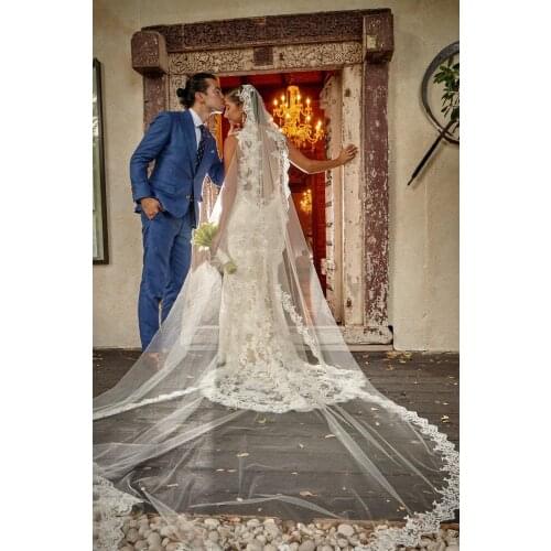 New Wedding Veils Lace Appliques Veils For Women High Quality 300 cm Bridal Veil Soft Tulle One Layer Wedding Headpieces
