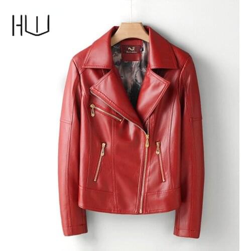 2021 New Luminous Jacket Ladies Motorcycle Leather Thin Autumn and Winter Zipper Lapel Casual Womens Leather University Jean