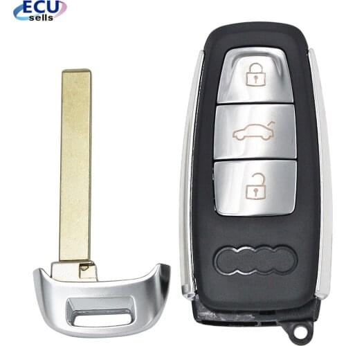 Key Shell For Audi A6 C8 A7 A8 Q8 2017 2018 2019 2020 3Buttons Remote Car Key Case Cover With Uncut Key Blade Blank