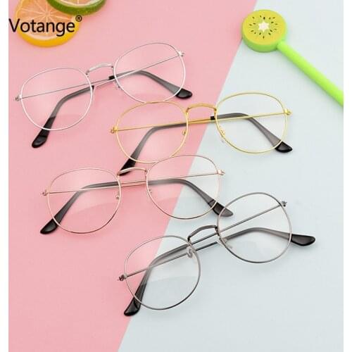Glasses Women Fashion Clear Fake Vintage Retro Round Metal Eyeglasses Frame Nerd Geek Oversized Circle Computer Eyewear Men E006