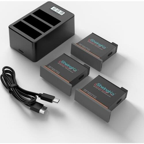 OSMO ACTION TYPE-C 3 in 1 LCD Smart Charger Kit + 3pcs1200mAh lithium Battery for DJI Osmo Action Camera Accessories