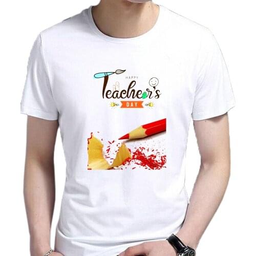 Happy Teacher Day Gift T Shirts For Men Boys Male Clothings Campus Student Quote Thank You Teacher For Guiding Inspiring Us