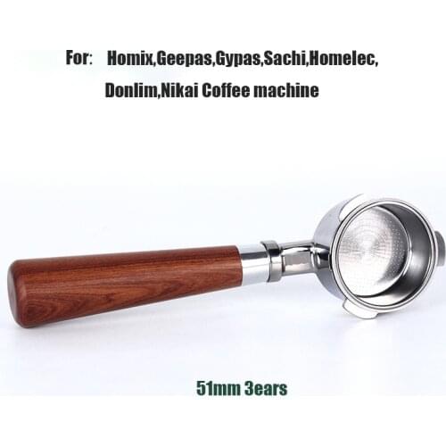 51mm Wood bottomless Portafilter for Filter Basket Replacement Homix,Geepas,Gypas,Sachi,Homelec,Donlim,Nikai Coffee machine
