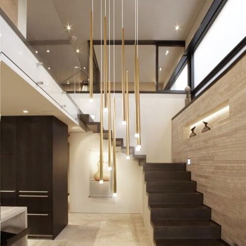 Post-modern chandelier simple stairwell spiral long chandelier club hall hollow creative Nordic lighting