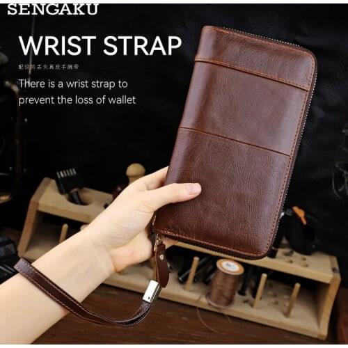 Genuine Leather Wallet Luxury Zipper Long Coin Purses Female Fashion Money Bag Phone Card Holder Clutch