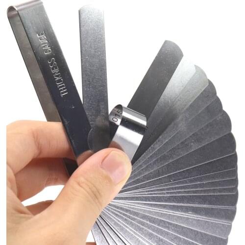 1Pc Stainless Steel Feeler Gauge 17/32 Blades 0.04-0.88mm/0.02-1.00mm Metric Thickness Gauge for Measurements Tools