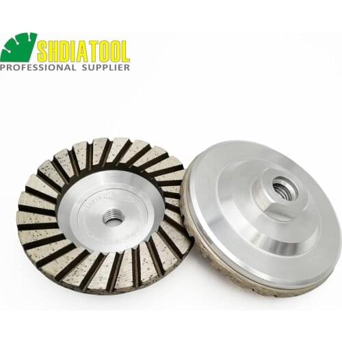 SHDIATOOL 2pcs Dia 4inch/100mm Diamond Turbo Grinding Cup Wheel Grit #30 Aluminium Base Grinding Disc Diamond Grinding Wheel