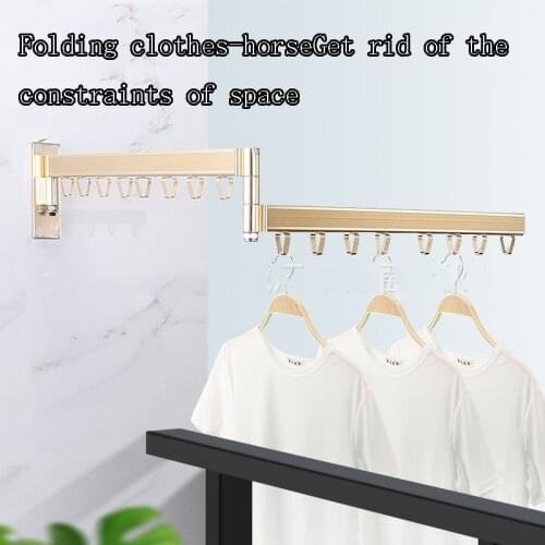 Folding wall hanger outdoor balcony kitchen bathroom multifunctional drying rack retractable invisible folding hanger