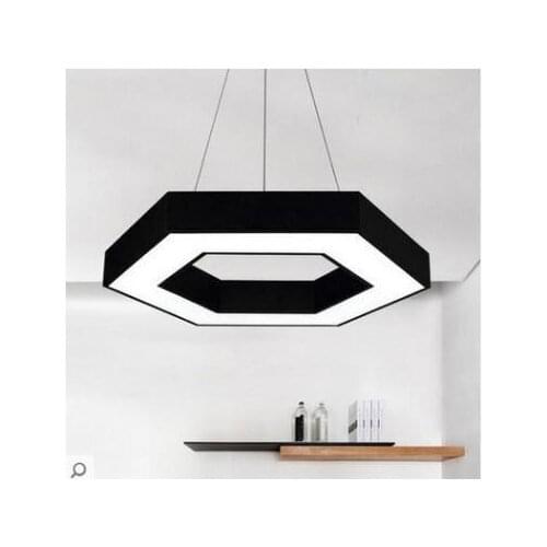 Led office chandelier hexagonal hollow gym supermarket store industrial wind internet bar messenger lamp