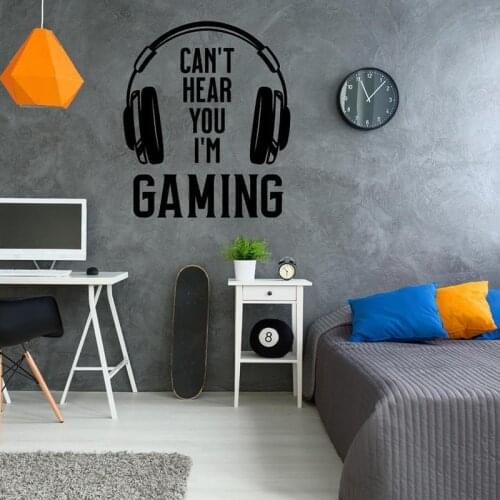 Video Game Quotes Decor Can't Hear You I'm Gaming Gamer Life Vinyl Sticker Boy Room Decoration Wallpaper 2259