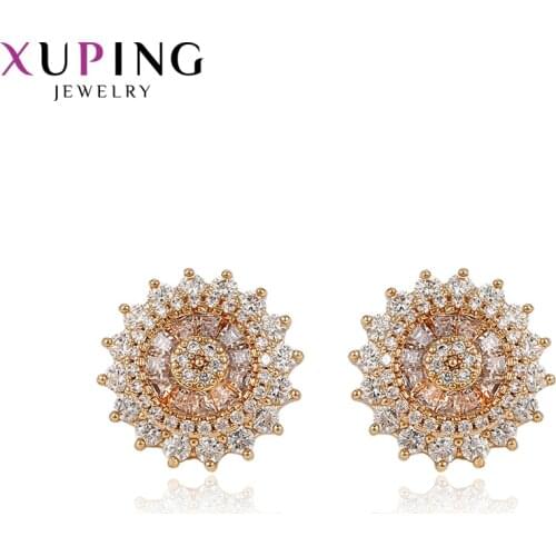 Xuping Luxury Sun Flower Shape Earrings Classic Style Gold Color Plated Jewelry for Women Gift to Women 92928