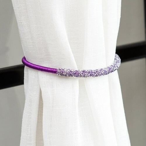 1 pair Modern simple curtain bandage diamond endless alloy magnet curtain decoration tieback strap tied rope tie tape back M403