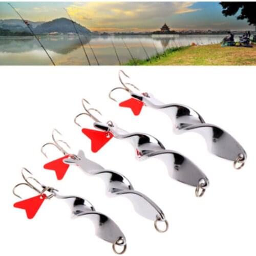 2PCS/Lot Carbon Steel 10g 14g 21g 28g Fishing Hook Twist Red Heart Spoon Crank Baits Spinner Tackle Lure Bait Fishhook