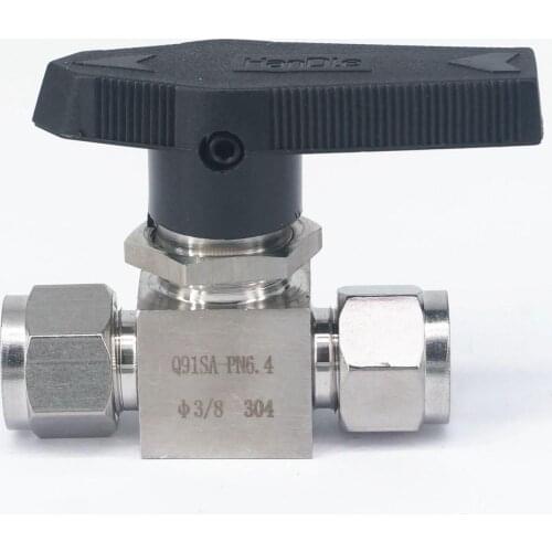 304 Stainless Steel Compression fitting shut off Ball Valve 915 PSI Q91SA PN 6.4 Fit For 3/8" inch O/D Tube
