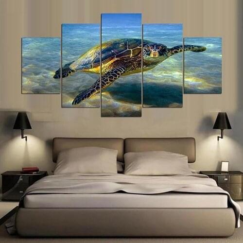 5 Pieces Wall Art Canvas Painting Animal Turtles Seaview Poster Bedroom Home For Decoration Pictures Modular Framework
