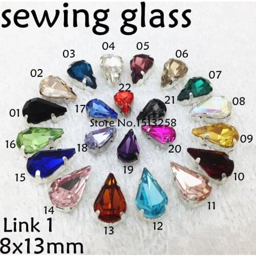 8x13mm 20Pcs/lot Pear Drop Fancy Stone with White K Metal Claw Setting Teardrop Crystals More 40 Colors Sew on for dress,Jewelry