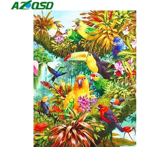 AZQSD Diamond Painting Parrot Bird Cross Stitch Full Drill Handicraft Rhinestones Diamond Embroidery Animal Home Decoration Gift