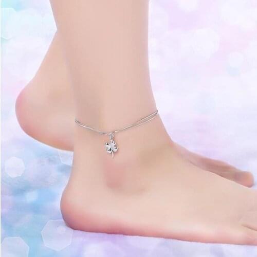 Everoyal Trendy Star Square Anklets Jewelry For Women Fashion 925 Sterling Silver Bracelets Girl Lady Valentines Day Gift Women