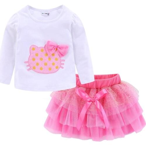 Mudkingdom Adorable Girls Outfit Spring Children Clothing Set Love Long Sleeve Kids Skirt Suit with Saying Little Big Sister