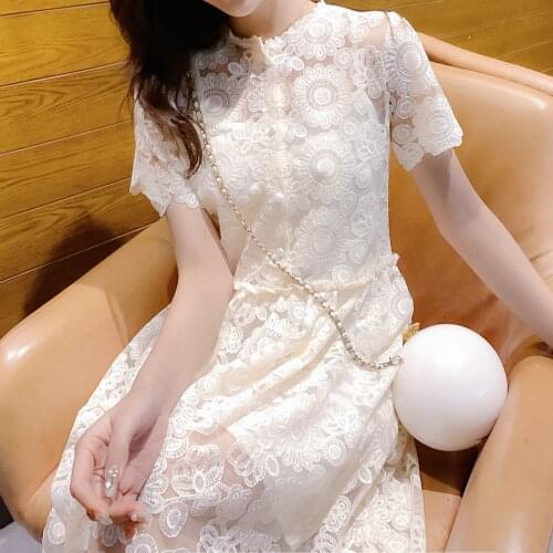 Kids Party Dress Children Teenage 12 14 Years Old Lace White Dresses For Girls 2021 Summer Floral
