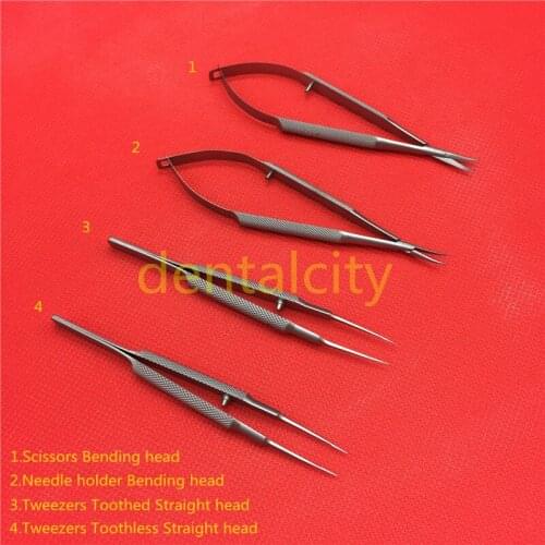 Stainless steel surgical tools Stainless steel ophthalmic microsurgical instruments 18cm scissors+Needle holders +tweezers
