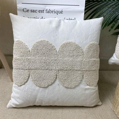 Cotton Cushion Cover Pillow Case Beige Tufted For Home Decoration Living Room Bed Room Sofa Bed Chair 45x45cm/30x50cm