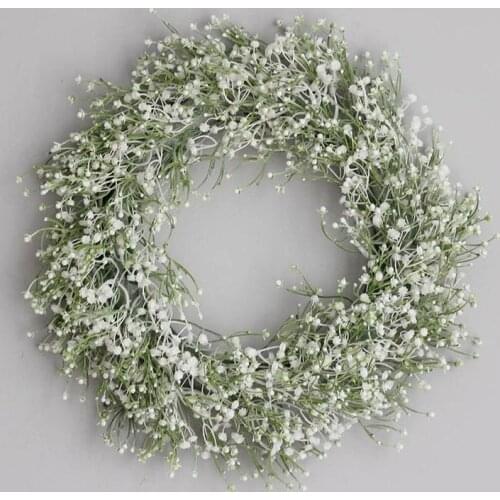 Artificial Wreath Base Wreath Gypsophila Flower Farmhouse Garland Plants Front Door Wall Hanging For Wedding Home Decoration