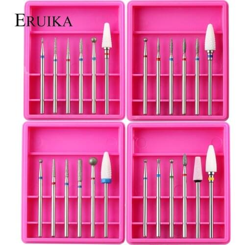 ERUIKA Ceramic Diamond Nail Drill Bit Rotary Electric Burr Cuticle Clean Bits Nail Milling Cutter For Manicure Drill Accessories