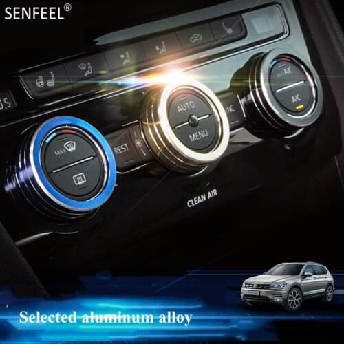 3pcs For Volkswagen VW Tiguan 2019 2018 Air Conditioning Knob Decorative Cover Interior Mouldings Refit Accessories Car Styling