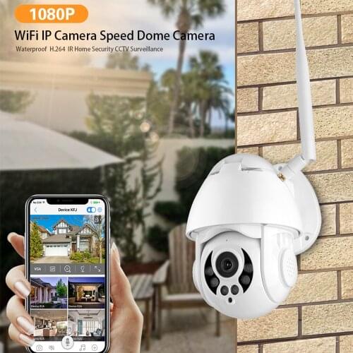 KuWFi HD1080P WiFi IP Camera PTZ Auto Tracking 4X Zoom Two-way Audio Waterproof Outdoor Security Camera