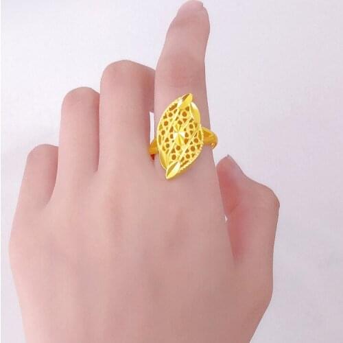 FASHION 14K GOLD RING FOR WOMEN WEDDING EGAGEMENT JEWELRY YELLOW GOLD WOMENS RING LEAF SHAPE STATEMENT JEWELRY GIFTS NON FADE
