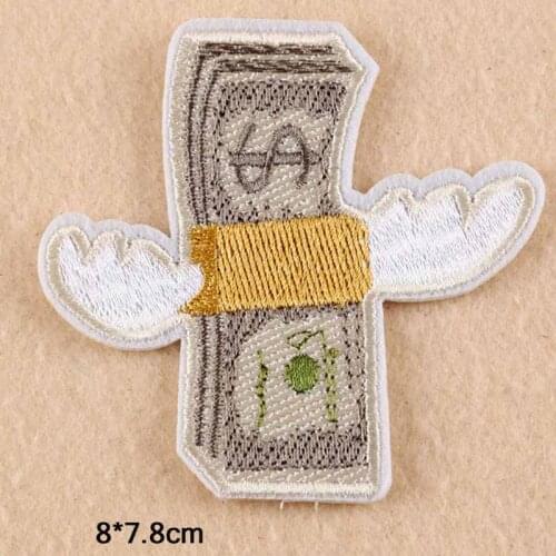 Dollar With Wings Iron On Embroidered Clothes Patch For Clothing Stickers Garment Apparel Accessories