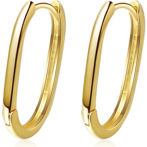 New 925 Sterling Silver Earrings Geometric Oval Ear Buckle 18K Gold Ear Buckle Feminine Charm Silver Jewelry Gift