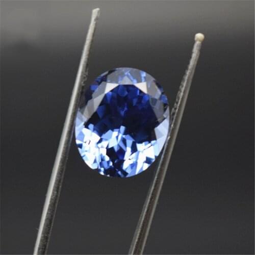 Grade AAA Cutting Cultured Sapphire Oval Faceted Gemstone Egg Shape Cornflower Blue Sapphire Gem Multiple Sizes to Choose C92S